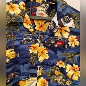 Island collection men’s extra large, short sleeve Hawaiian and classic car print